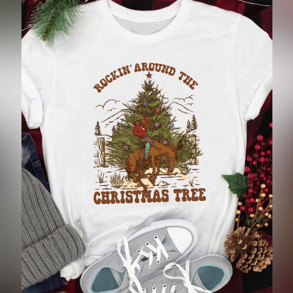 NEW! ROCKIN AROUND THE CHRISTMAS TREE T-SHIRT